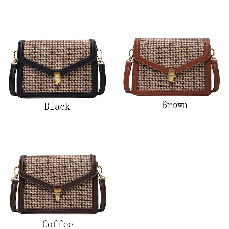 Plaid Color PU Leather Crossbody Bags For Women