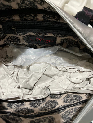 Ed Hardy Red Crystal Heart Tattoo Satchel interior