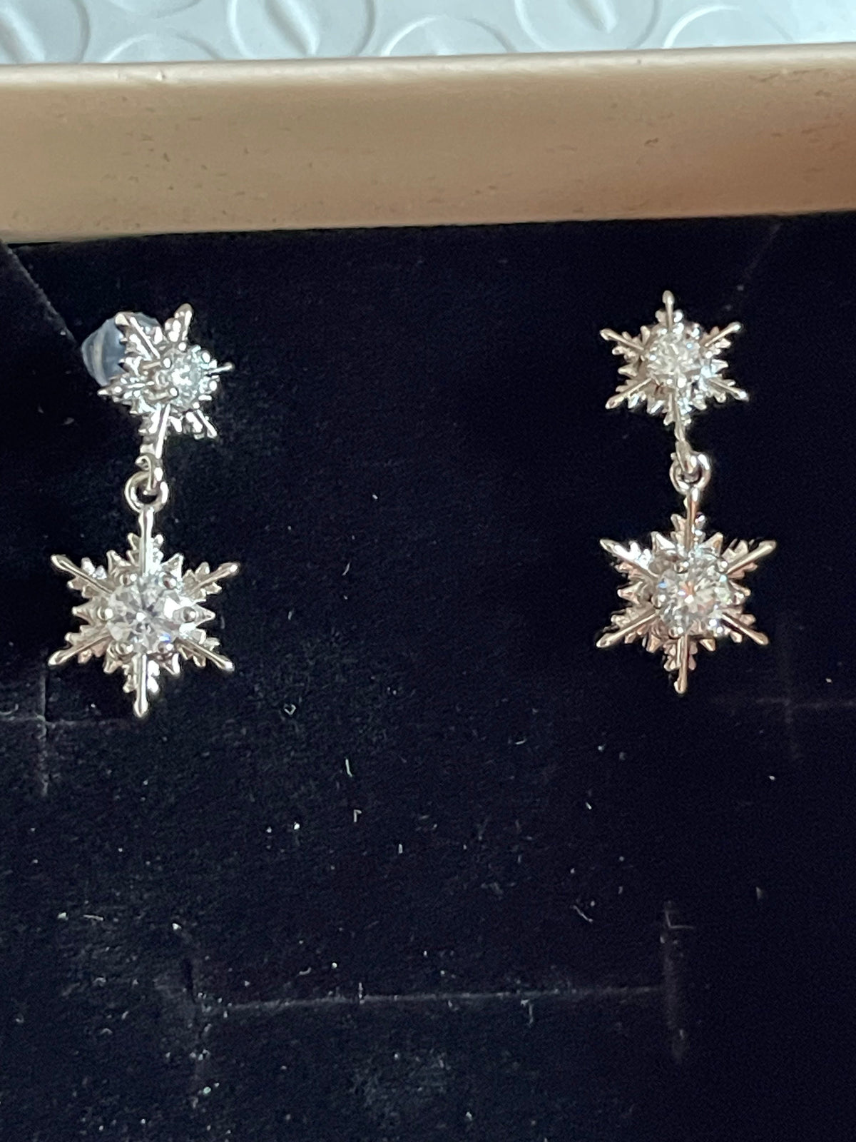 Moissanite Star Cross Spike Drop Earrings