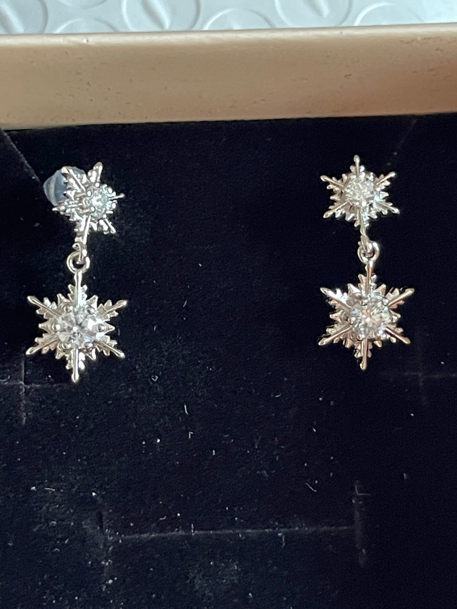 Moissanite Star Cross Spike Drop Earrings