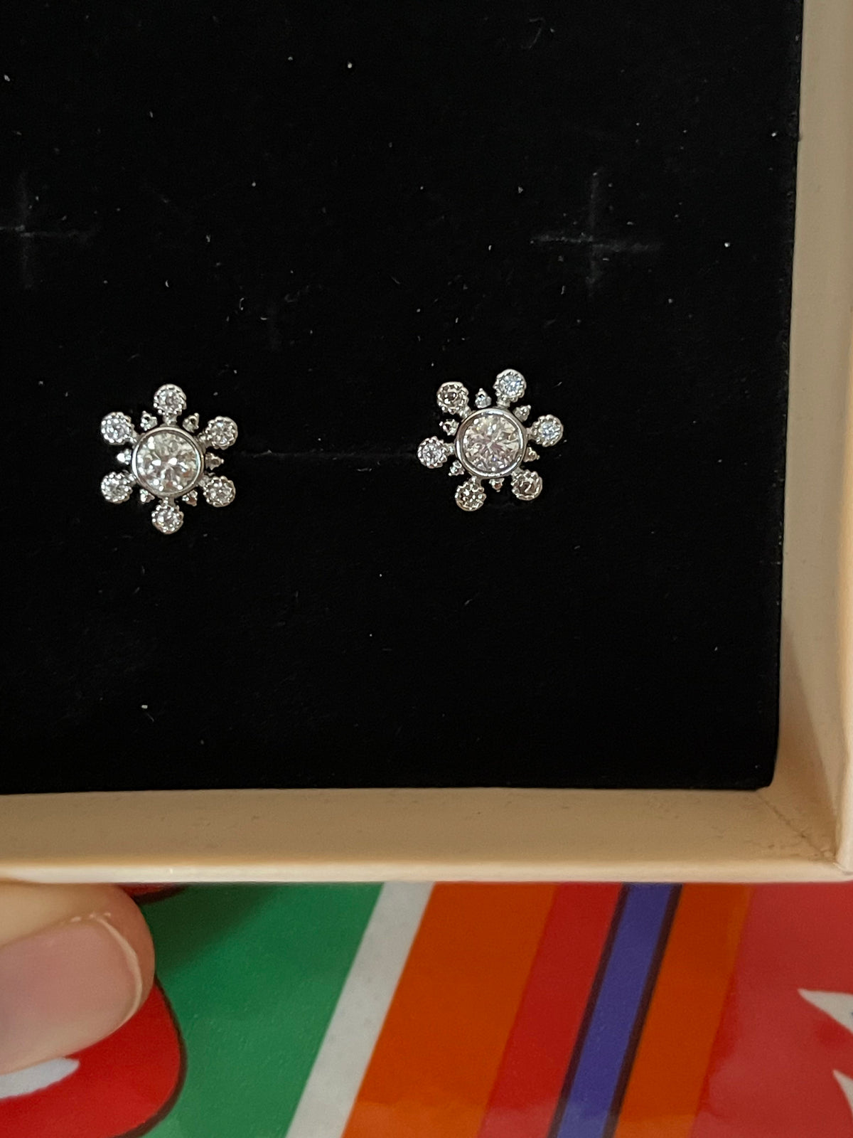 Moissanite Snowflake Starburst Dangle Earrings