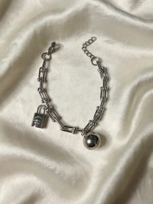 Silver-tone charm bracelet, alternate angle