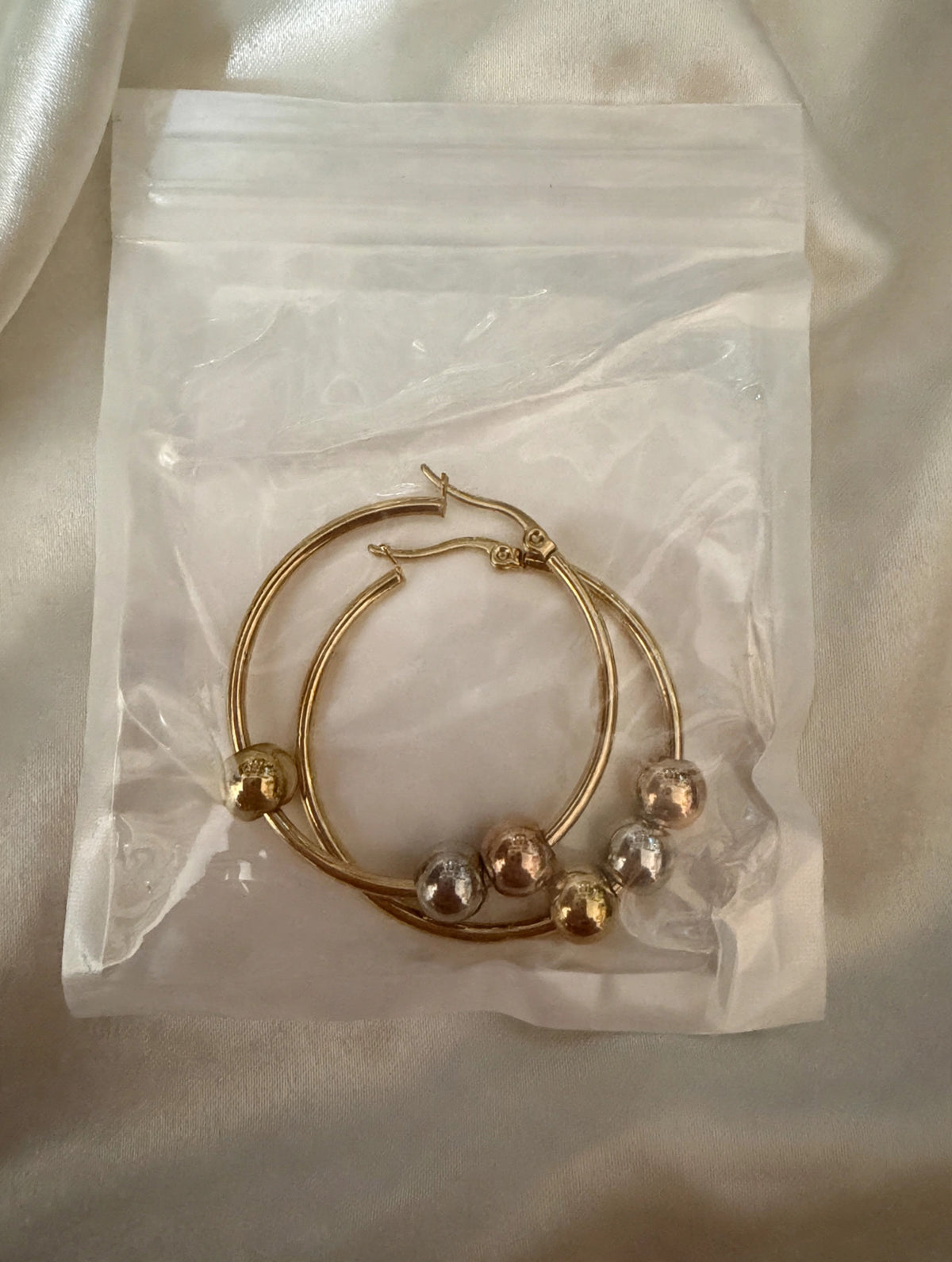Gold Ball Charm Hoop Earrings for Women - Dainty Thin Hoops with Dangling Metal Ball Charms, Cute Trendy Fashion Jewelry Gift