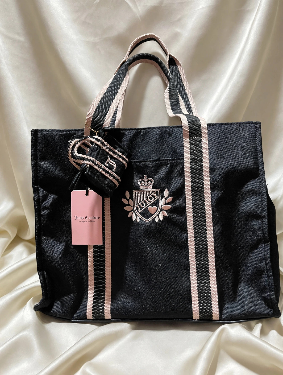 Juicy Couture Black Striped Web Tote – NWT