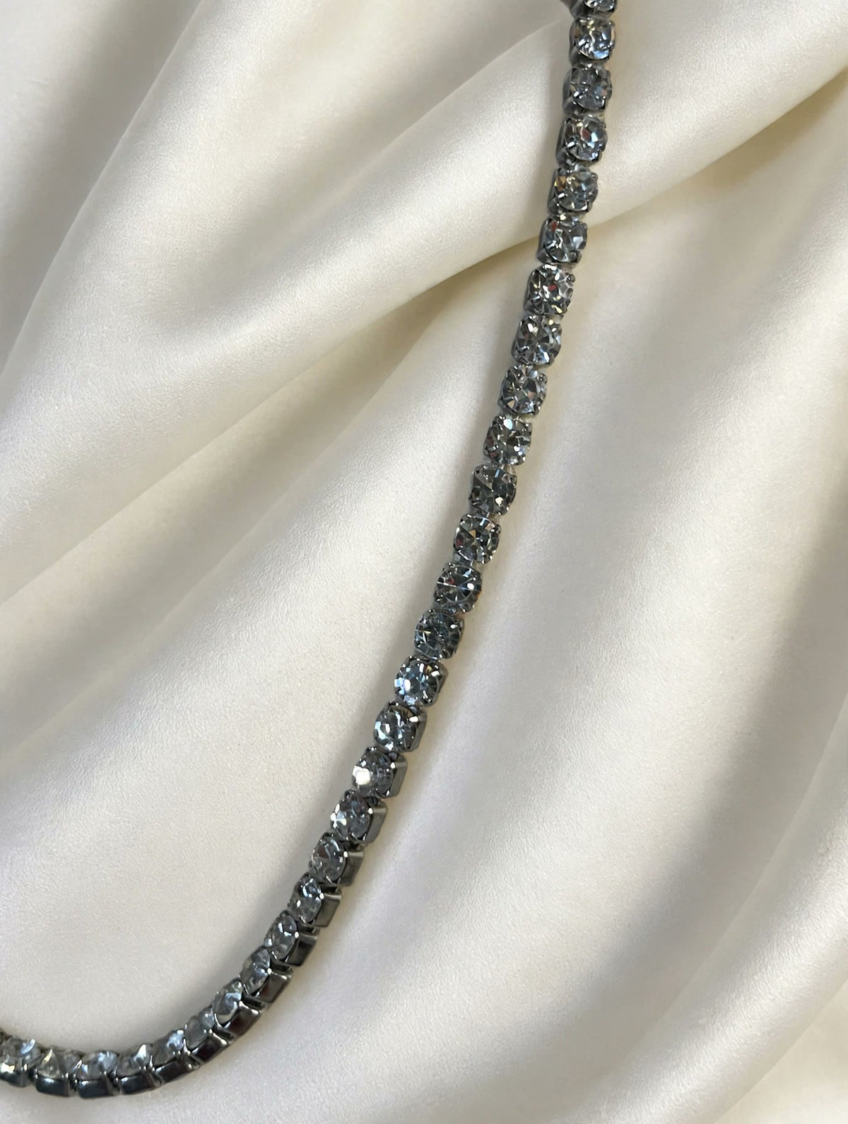 Gunmetal Crystal Tennis Necklace