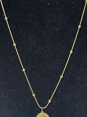 Gold Small Coin Pendant Necklace
