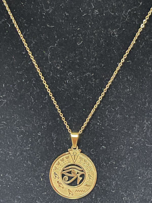Gold Small Oval Coin Pendant Necklace
