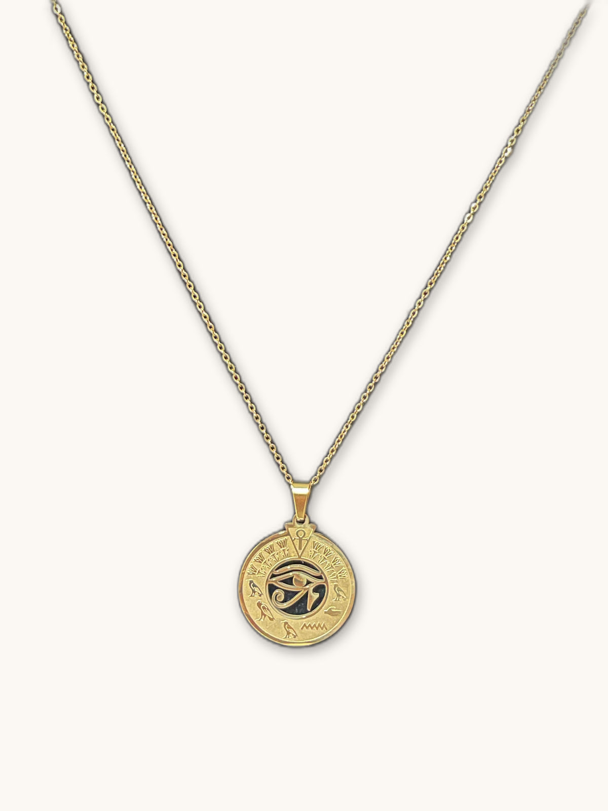 Gold Small Oval Coin Pendant Necklace