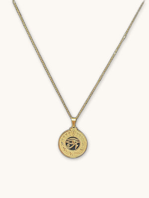 Gold Small Oval Coin Pendant Necklace
