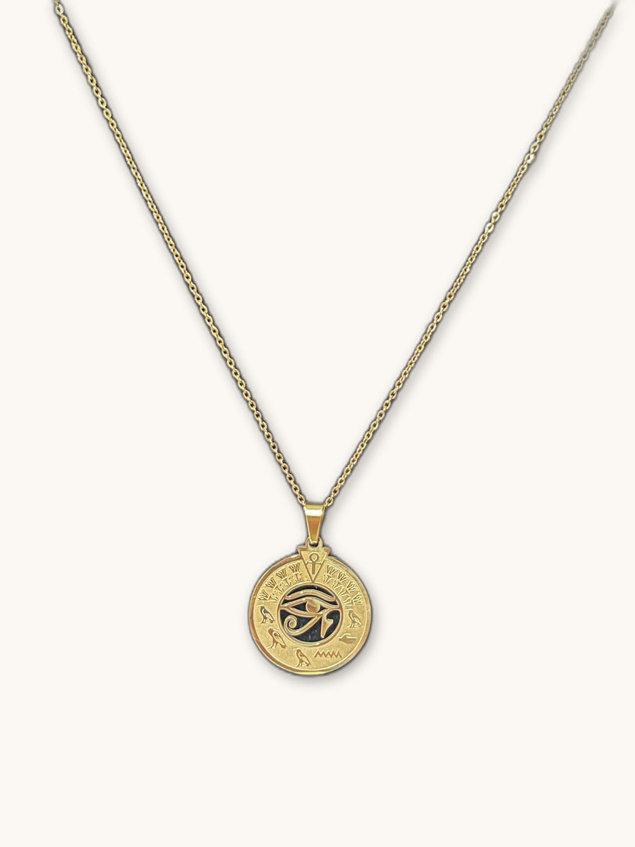 Gold Small Oval Coin Pendant Necklace
