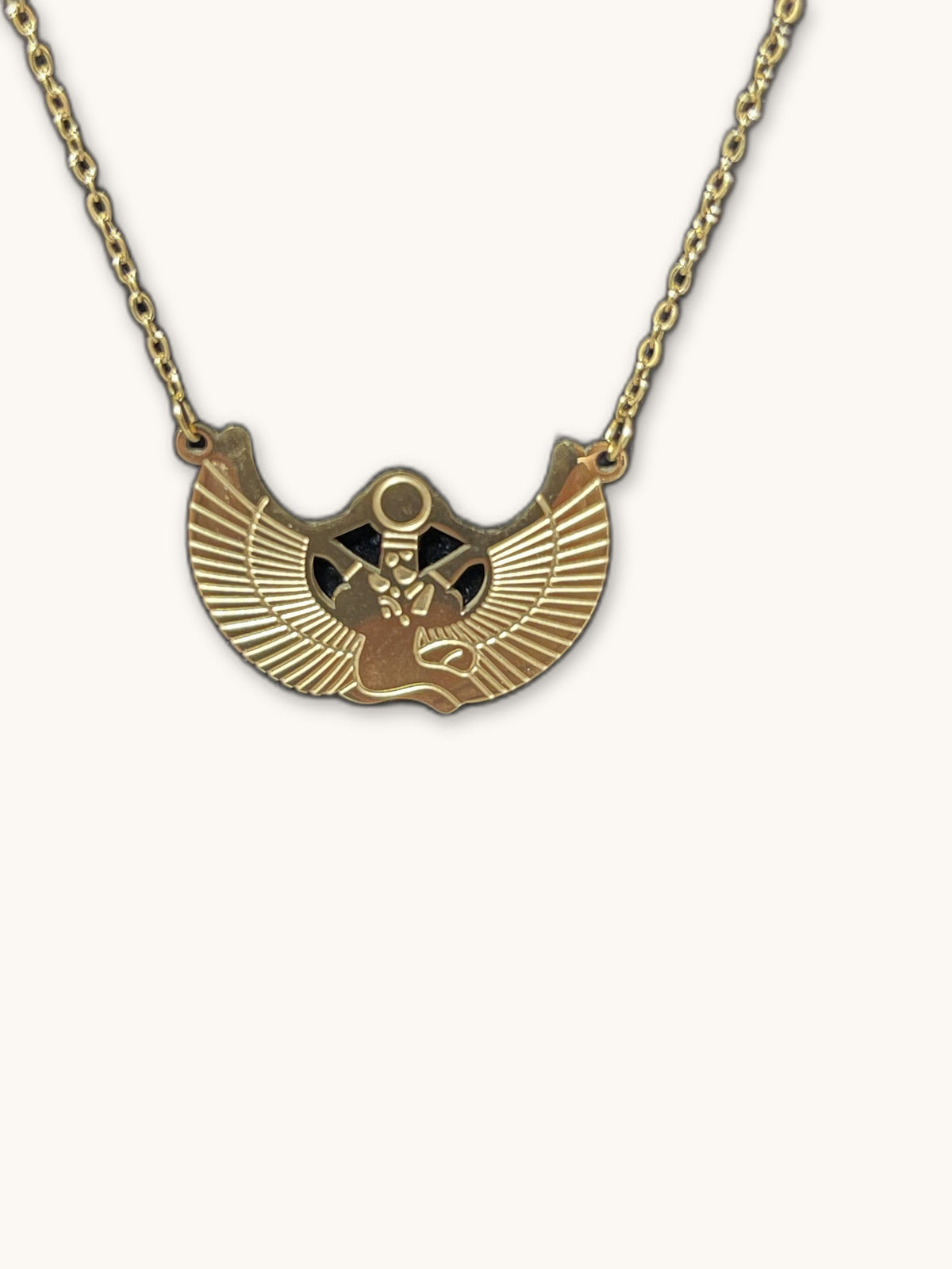 Gold Winged Scarab Pendant Necklace