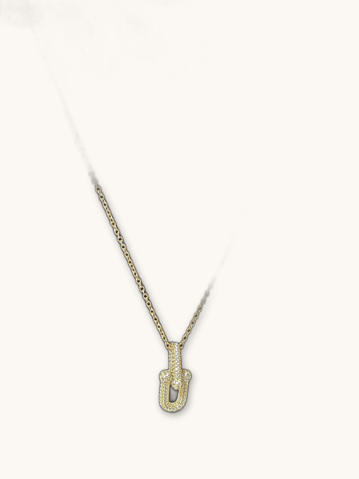 Gold Pave Initial J Pendant Necklace
