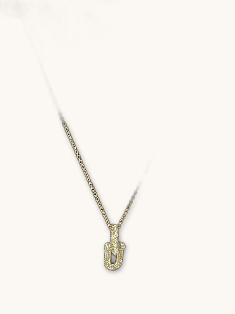 Gold Pave Initial J Pendant Necklace