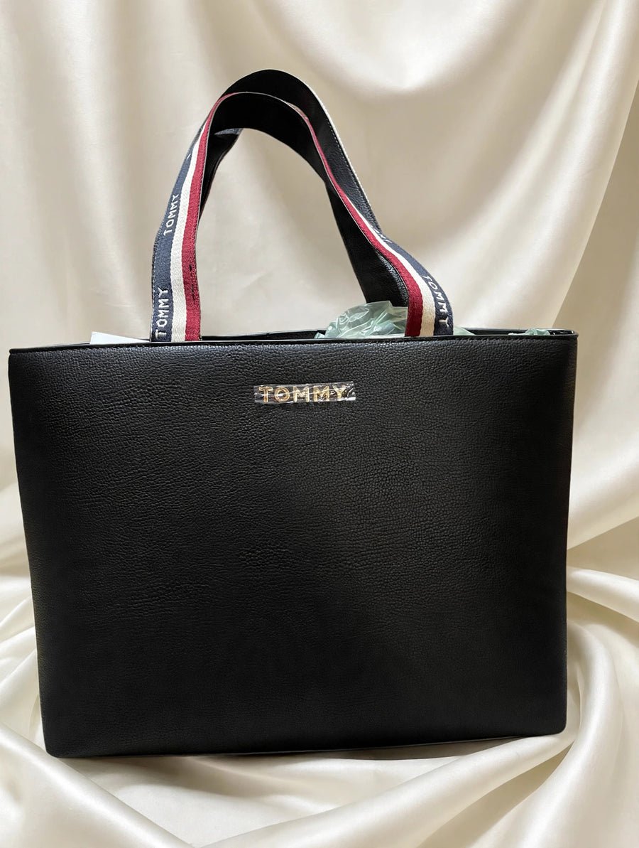 Tommy Hilfiger Black Pebbled Tote — NWT