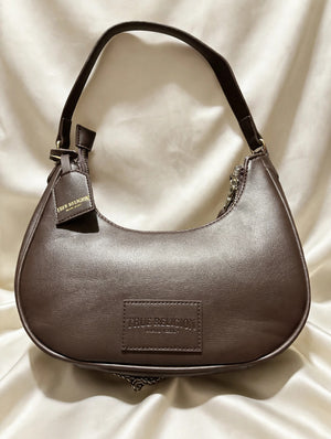 True Religion Brown Crescent Hobo Bag