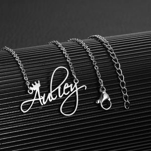 Custom Name Necklace Stainless Steel Cursive Personalized Nameplate Necklace for Women