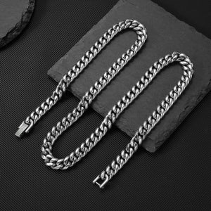 Men's Stainless Steel Cuban Chain Necklace 8mm Miami Cuban Link Chain Silver Tone