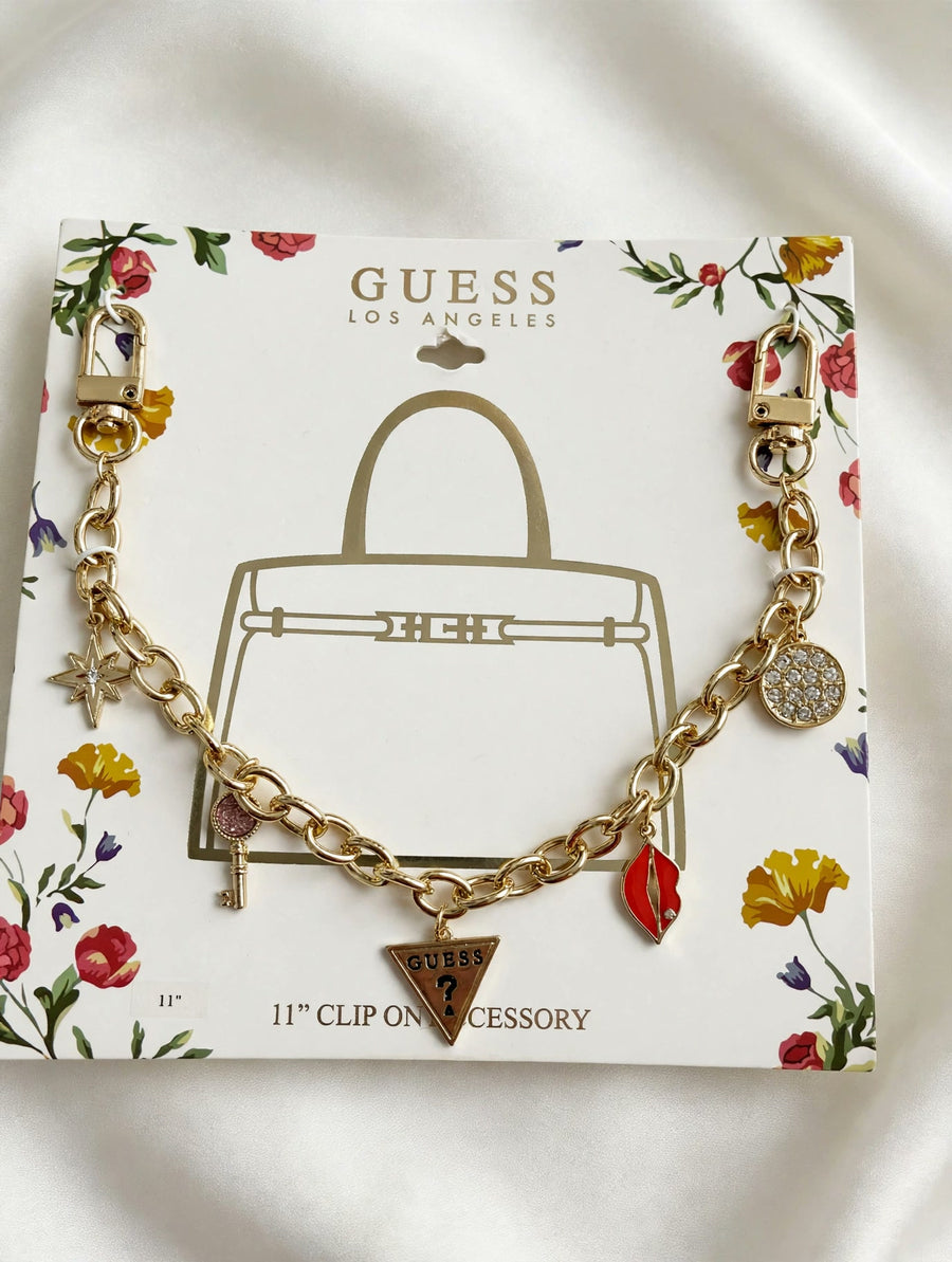 GUESS 11" Clip-On Bag Charm Chain – Star, Key & Red Lips