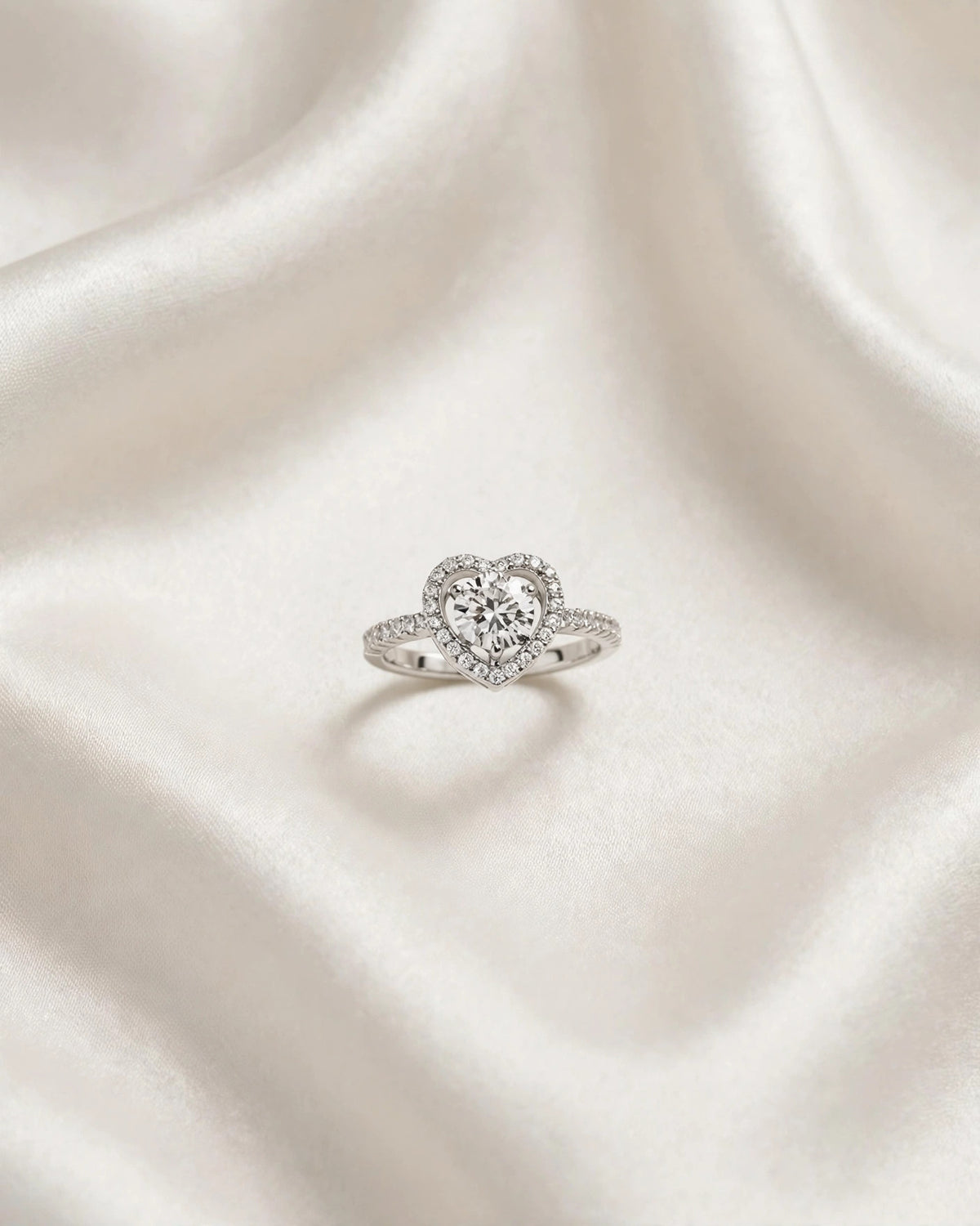 1ct Moissanite Heart Halo Ring Women's Dainty Heart Engagement Promise Ring
