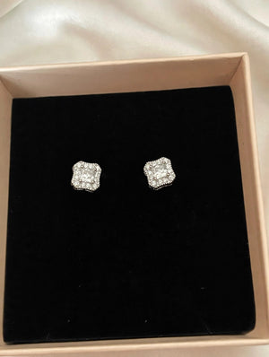 Moissanite Halo Huggie Hoop Earrings