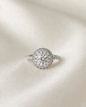 Moissanite Oval Halo Pave Band Ring