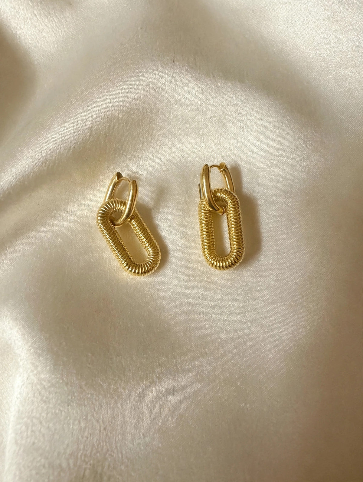 Gold Paperclip Link Drop Earrings for Women - Chunky Textured Chain Link Dangle Earrings, Trendy Statement Jewelry Gift for Her