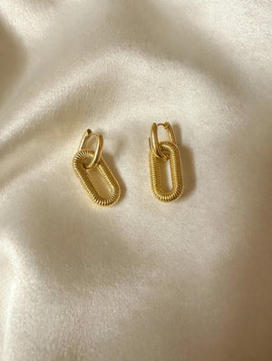 Gold Paperclip Link Drop Earrings for Women - Chunky Textured Chain Link Dangle Earrings, Trendy Statement Jewelry Gift for Her