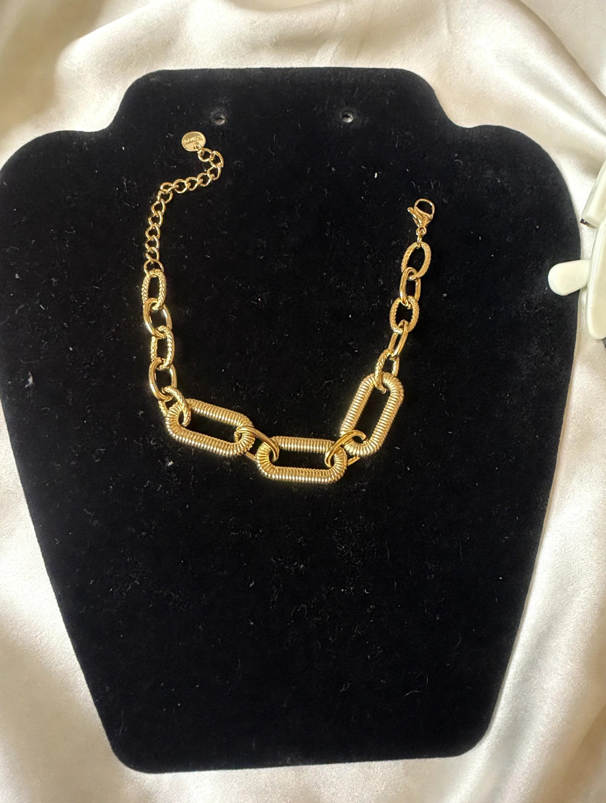 Gold Paperclip Chain Bracelet for Women - Chunky Textured Link Bracelet with Lobster Clasp and Extender, Trendy Fashion Jewelry