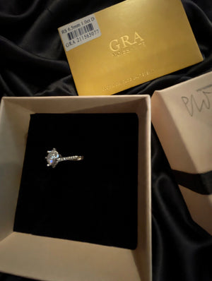 1ct Moissanite Solitaire Ring Women's GRA Certified 6.5mm D Color 925 Silver Adjustable