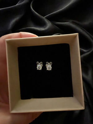 1ct Moissanite Stud Earrings Women's GRA Certified 6.5mm D Color