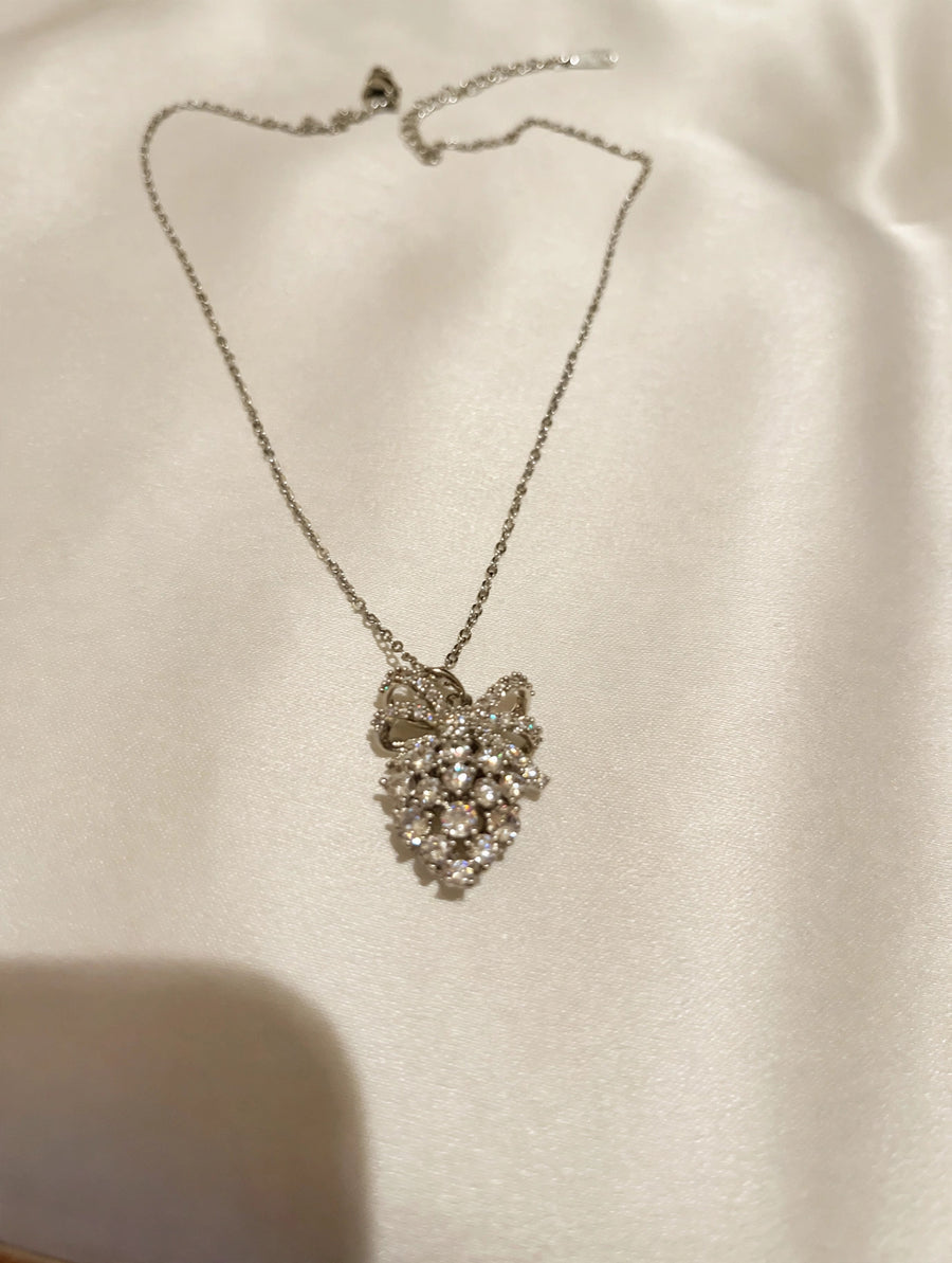 Moissanite Necklace Women Floral Cluster Pendant Silver Chain