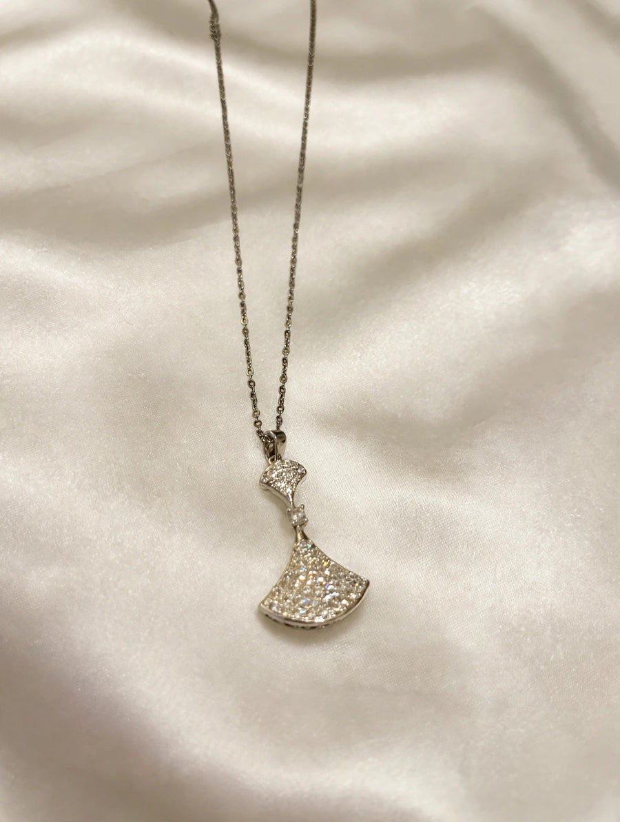 Moissanite Necklace Women Pave Skirt Pendant Silver Chain