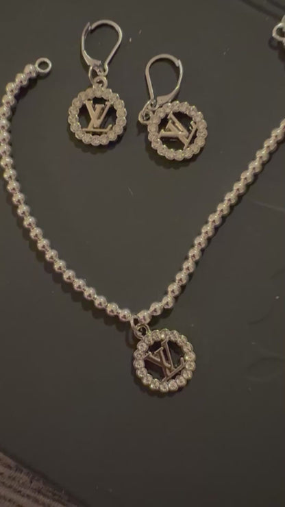 Handmade silver plated beads Bracelet & EARRINGS with designer zipper pull charm