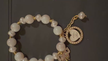 Handmade Bracelet with stampted designer zipper pull Bracelet