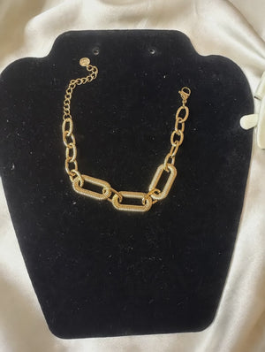 Gold Paperclip Chain Bracelet for Women - Chunky Textured Link Bracelet with Lobster Clasp and Extender, Trendy Fashion Jewelry