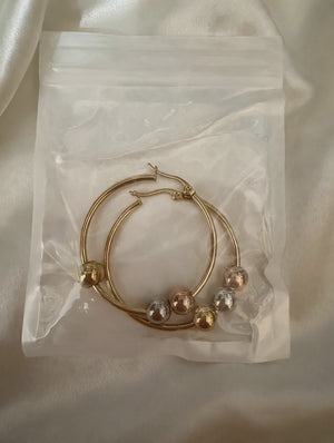 Gold Ball Charm Hoop Earrings for Women - Dainty Thin Hoops with Dangling Metal Ball Charms, Cute Trendy Fashion Jewelry Gift
