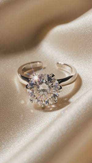 Clear Round Solitaire Ring, Adjustable - Silver Tone - UGC reel