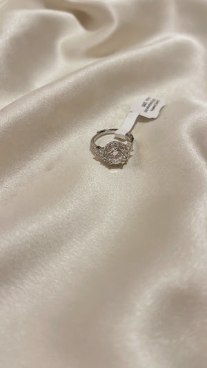 S925 Moissanite Halo Ring with Tag, Adjustable - UGC reel