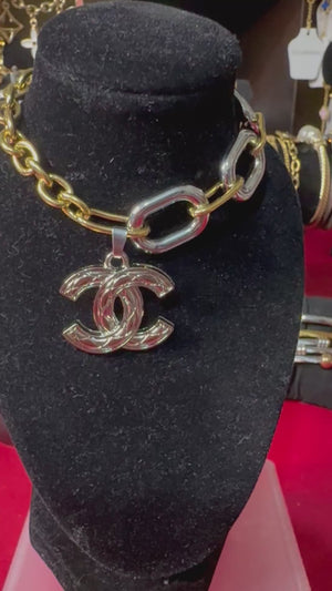 18k GP Handmade Bracelet with stampted designer zipper pull Bracelet
