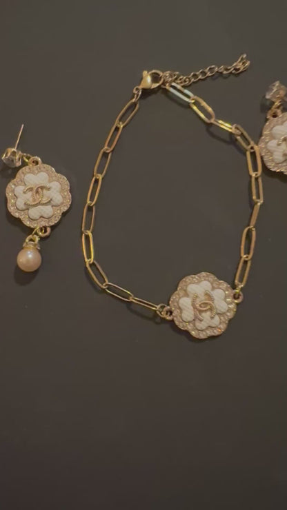 Luxury 18K Gold Plated Charm Set – Bracelet & Earrings | Customizable Zipper Pull Design