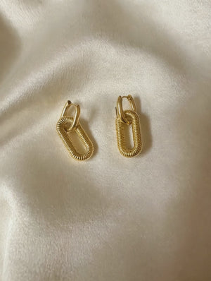 Gold Paperclip Link Drop Earrings for Women - Chunky Textured Chain Link Dangle Earrings, Trendy Statement Jewelry Gift for Her