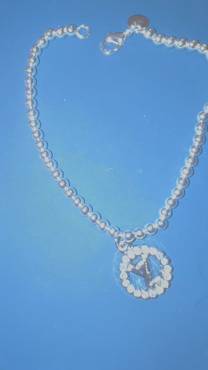 Handmade silver plated beads Bracelet & EARRINGS with designer zipper pull charm