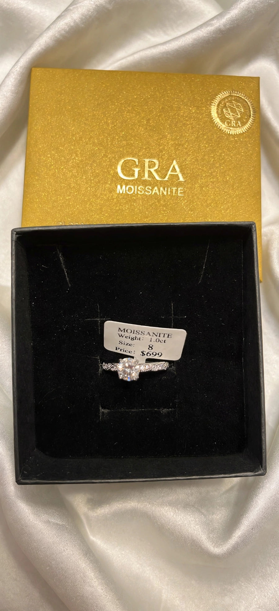 1ct Moissanite Solitaire Ring Women's Size 8