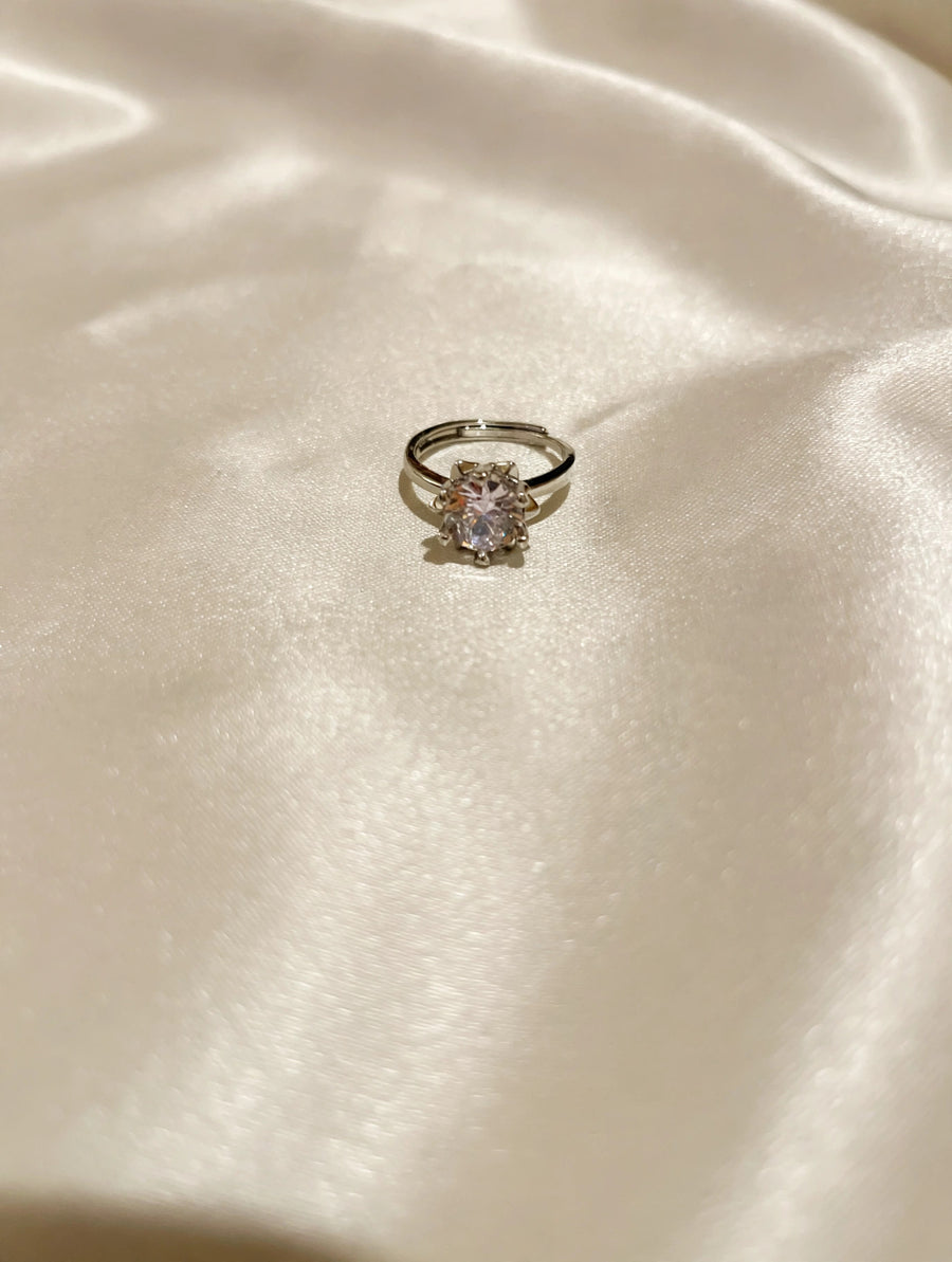 Moissanite Ring Women Big Solitaire Adjustable Flower Setting