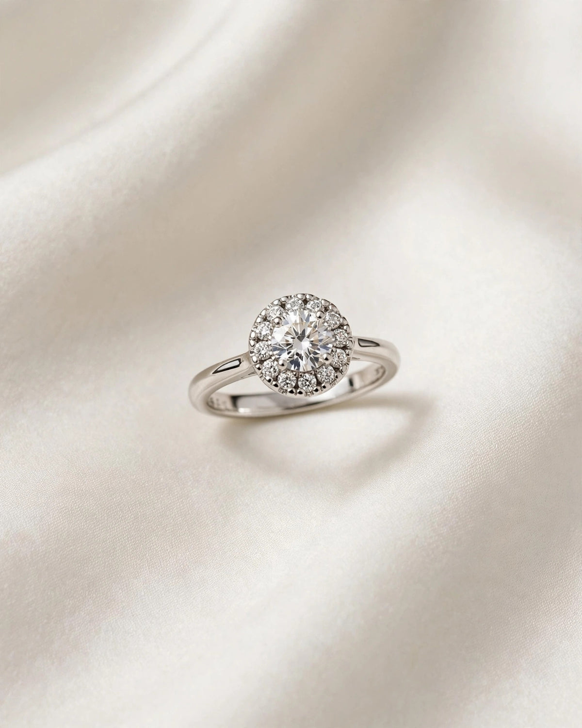 1ct Moissanite Halo Ring Women's Round Cut Engagement Ring Size 8