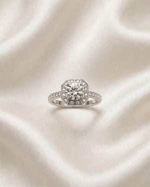 2ct Moissanite Octagon Halo Ring Women's Adjustable Statement Ring