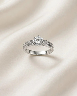 1ct Moissanite Solitaire Ring Women's Pave Band Engagement Ring Size 9