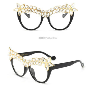 Oversized Luxury Cat Eye Diamond Sunglasses Rhinestone Bling Shades