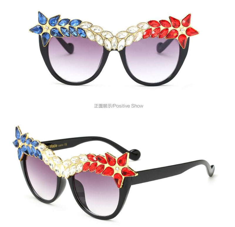 Oversized Luxury Cat Eye Diamond Sunglasses Rhinestone Bling Shades