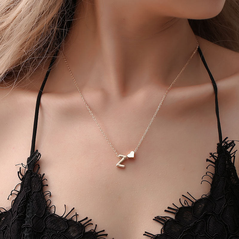 Tiny Heart Dainty Initial Necklace Letter Name Choker Necklace